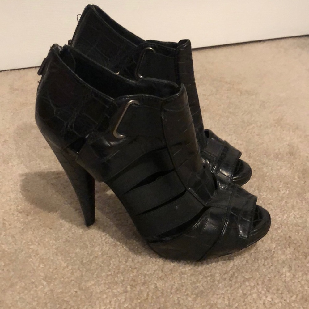 Peep toe ankle booties